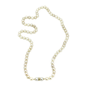 Modernist Vintage Japanese Saltwater Cultured Akoya Pearl Strand - 14K Yellow Gold 26.25 Inch
