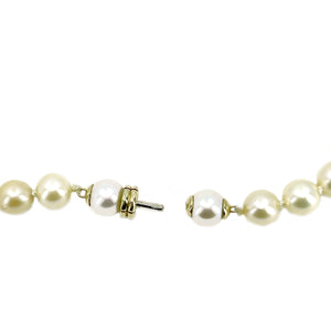 Modernist Vintage Japanese Saltwater Cultured Akoya Pearl Strand - 14K Yellow Gold 26.25 Inch