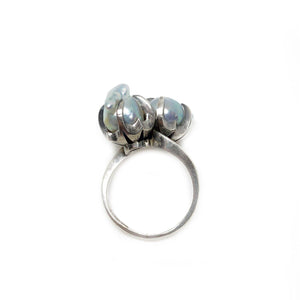 Maruwa Gothic Japanese Saltwater Blue Akoya Cultured Pearl Ring- Sterling Silver Sz 6
