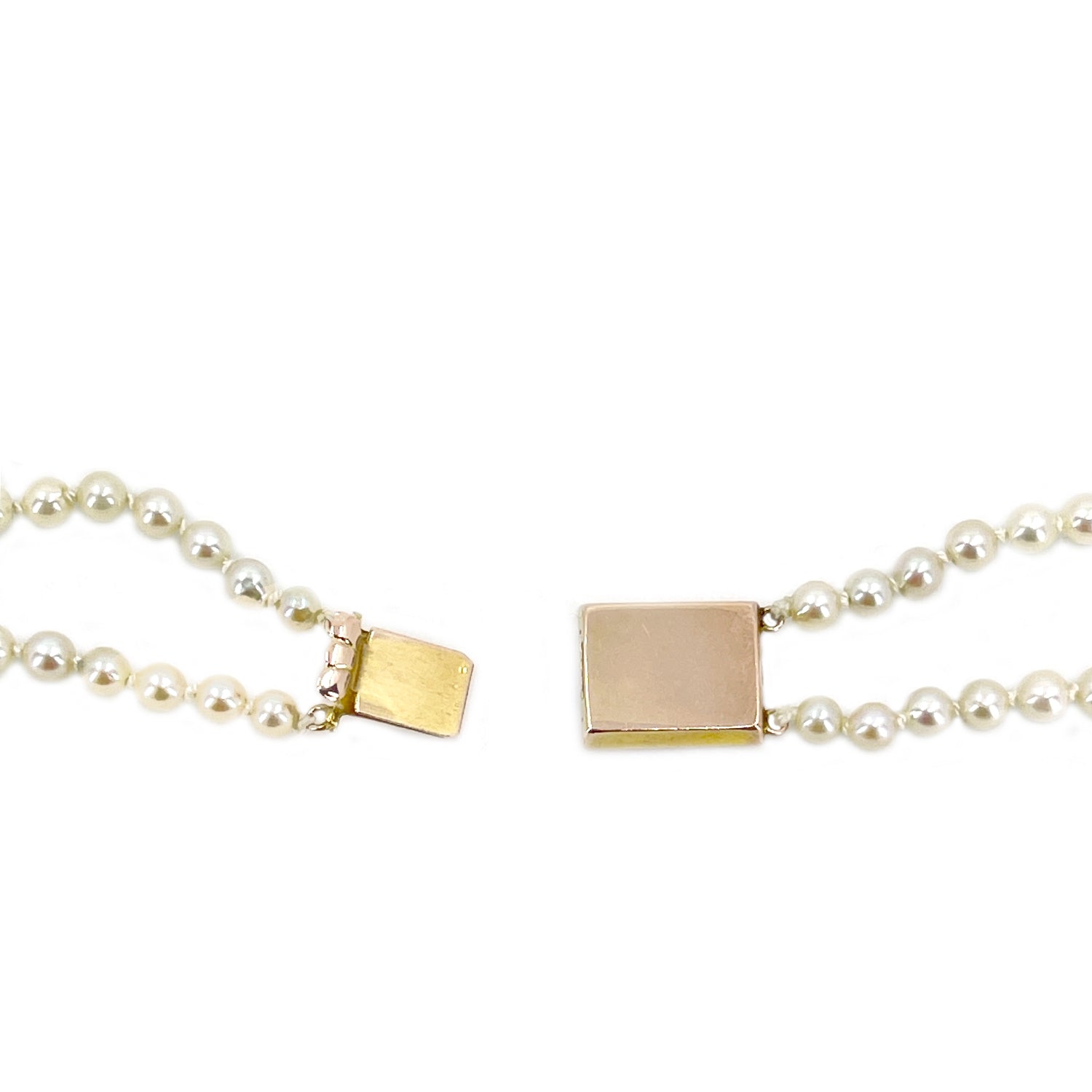 Ciro Vintage Double Strand Graduated Japanese Saltwater Cultured Akoya Pearl Necklace - 9K Rose Gold 19.50 & 20.25 Inch