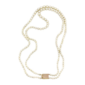 Ciro Vintage Double Strand Graduated Japanese Saltwater Cultured Akoya Pearl Necklace - 9K Rose Gold 19.50 & 20.25 Inch