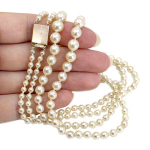 Ciro Vintage Double Strand Graduated Japanese Saltwater Cultured Akoya Pearl Necklace - 9K Rose Gold 19.50 & 20.25 Inch