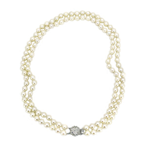 Vintage Double Strand Modernist Japanese Cultured Akoya Pearl Necklace -Sterling Silver 16.50 & 17.25 Inch