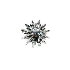 Atomic Era Burst Milgrain Japanese Saltwater Akoya Cultured Vintage Pearl Brooch- Sterling Silver