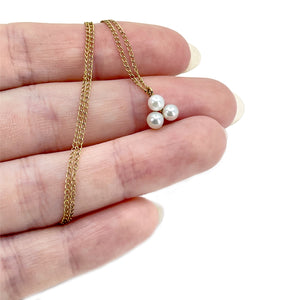 Dynasty Vintage Mid-Century Japanese Saltwater Akoya Pearl Necklace- Gold Filled 16 Inch