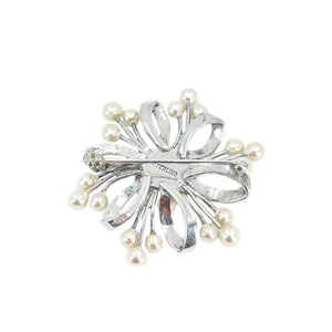 Atomic Age Modernist Burst Japanese Saltwater Akoya Vintage Cultured Pearl Brooch- Sterling Silver