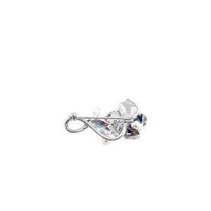 Nouveau Flower Japanese Akoya Cultured Saltwater Pearl Vintage Engraved Brooch- Sterling Silver