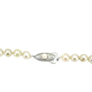 Art Deco Japanese Saltwater Cultured Akoya Pearl Graduated Vintage Necklace - Sterling Silver 19.50 Inch