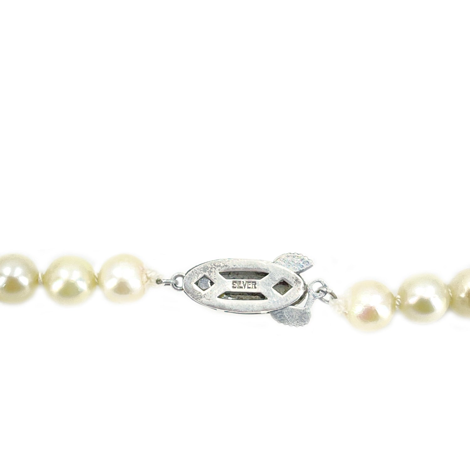 Art Deco Japanese Saltwater Cultured Akoya Pearl Graduated Vintage Necklace - Sterling Silver 19.50 Inch