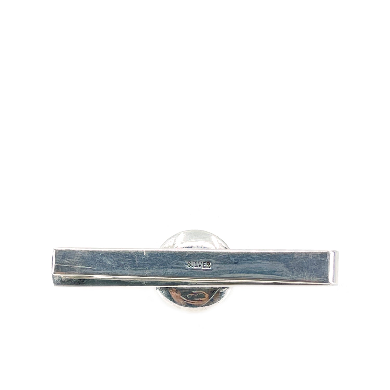 Engraved Black Onyx Mid Century Men's Japanese Saltwater Akoya Cultured Pearl Tie Bar- Sterling Silver