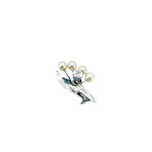 Vintage Engraved Spray Akoya Saltwater Cultured Pearl Screwback Earrings- Sterling Silver