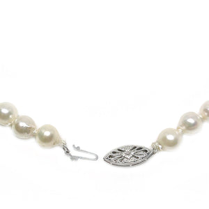 Baroque Vintage Japanese Cultured Akoya Pearl Strand - 10K White Gold 35 Inch