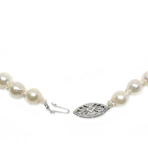 Baroque Vintage Japanese Cultured Akoya Pearl Strand - 10K White Gold 35 Inch