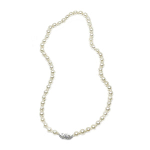 Graduated Blossom Japanese Saltwater Cultured Akoya Pearl Strand - 14K White Gold 15.50 Inch