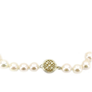 Filigree Japanese Saltwater Akoya Cultured Graduated Pearl Bracelet- 14K Yellow Gold