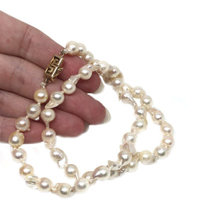 Baroque Fire Ball Japanese Saltwater Cultured Akoya Pearl Strand - 14K Yellow Gold 17.50 Inch