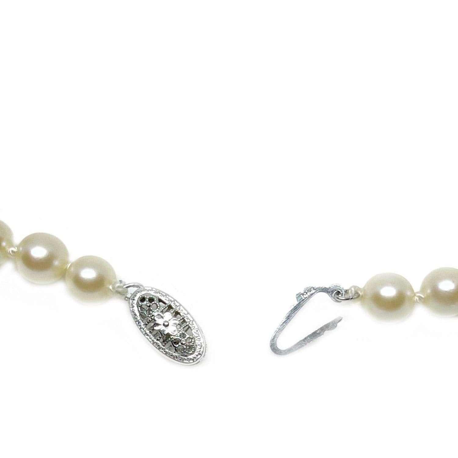 Graduated Blossom Japanese Saltwater Cultured Akoya Pearl Strand - 14K White Gold 15.50 Inch