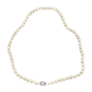 Floral Choker Japanese Saltwater Cultured Akoya Pearl Strand - 14K White Gold 14.50 Inch