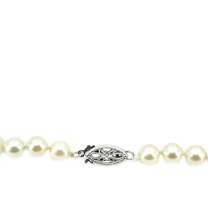 Floral Choker Japanese Saltwater Cultured Akoya Pearl Strand - 14K White Gold 15 Inch