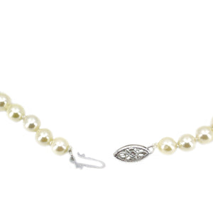 Floral Choker Japanese Saltwater Cultured Akoya Pearl Strand - 14K White Gold 15 Inch