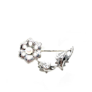 Flower Japanese Akoya Cultured Saltwater Pearl Brooch- Sterling Silver