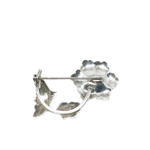 Boho Flower Japanese Akoya Cultured Saltwater Pearl Brooch- Sterling Silver