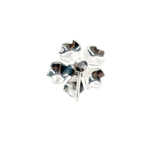 Textured Cherry Blossom Akoya Saltwater Cultured Pearl Vintage Screwback Earrings- Sterling Silver
