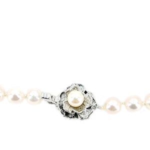 Floral Petals Japanese Cultured Akoya Pearl Necklace- Sterling Silver 23.50 Inch