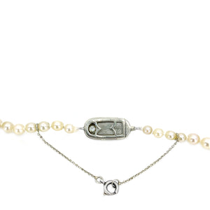 French Art Deco Japanese Cultured Akoya Pearl Spinel Paste Necklace -Sterling Silver 20.50 Inch