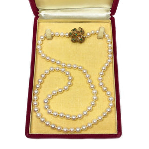 Fuji Pearl Emerald Japanese Cultured Akoya Pearl Strand - 14K Yellow Gold 24 Inch Zoom