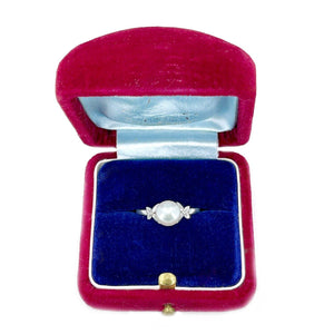 Fuji Pearl Butterfly Japanese Saltwater Akoya Cultured Pearl Ring- Sterling Silver Sz 8