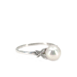 Fuji Pearl Butterfly Japanese Saltwater Akoya Cultured Pearl Ring- Sterling Silver Sz 8