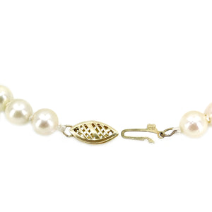Vintage White Japanese Saltwater Akoya Cultured Pearl Bracelet- 14K Yellow Gold Filled