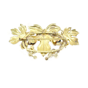 WWII Mikimoto Vintage Grape Japanese Cultured Saltwater Akoya Pearl Brooch- Sterling Silver Gold Plate