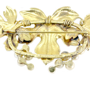 WWII Mikimoto Vintage Grape Japanese Cultured Saltwater Akoya Pearl Brooch- Sterling Silver Gold Plate