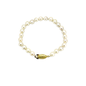 Vintage Baroque Japanese Saltwater Akoya Cultured Pearl Bracelet- 14K Yellow Gold Plate Sterling