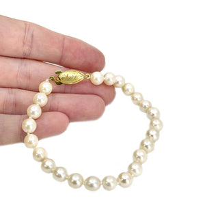 Vintage Baroque Japanese Saltwater Akoya Cultured Pearl Bracelet- 14K Yellow Gold Plate Sterling
