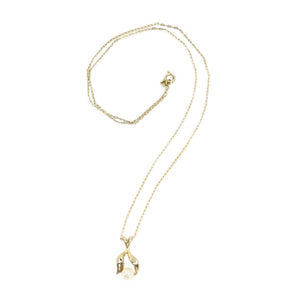 Leaf Vintage Modernist Japanese Saltwater Akoya Pearl Necklace- Gold Filled 17.75 Inch