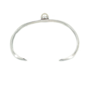 Geometric Vintage Cuff Japanese Saltwater Akoya Cultured Designer Pearl Bracelet- Sterling Silver