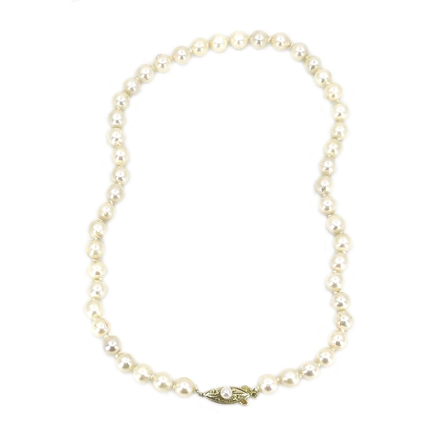 Deco Choker Japanese Saltwater Cultured Akoya Pearl Baroque Necklace - Sterling Silver 15 Inch