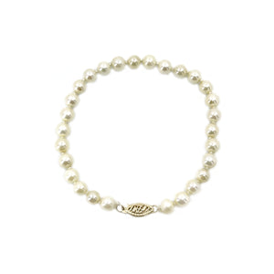 Vintage Modern Japanese Saltwater Akoya Cultured Pearl Bracelet- 14K Yellow Gold