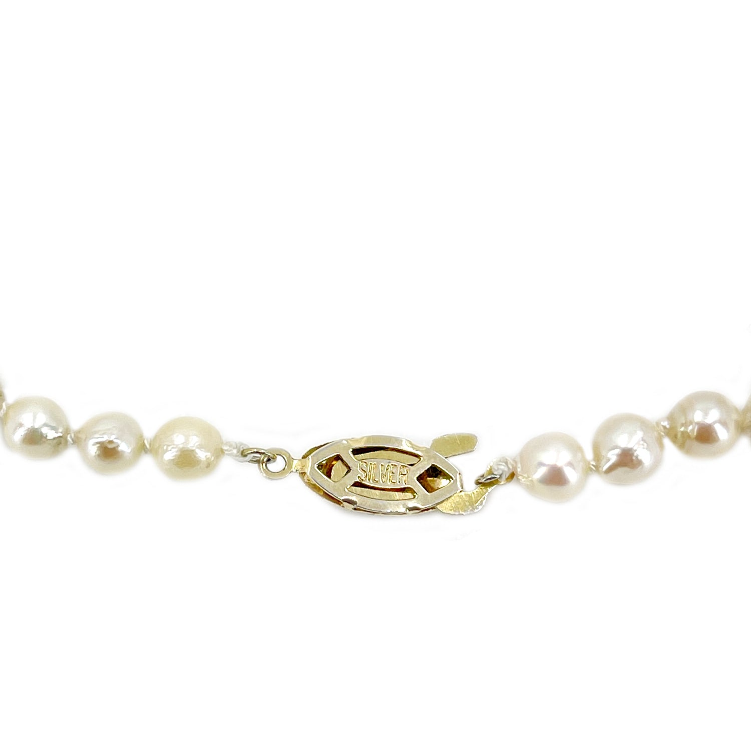 Choker Baroque Vintage Japanese Saltwater Cultured Akoya Pearl Necklace - Sterling Silver Gold Wash 15.50 Inch