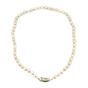Choker Baroque Vintage Japanese Saltwater Cultured Akoya Pearl Necklace - Sterling Silver Gold Wash 15.50 Inch