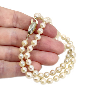 Choker Baroque Vintage Japanese Saltwater Cultured Akoya Pearl Necklace - Sterling Silver Gold Wash 15.50 Inch