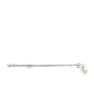 Golf Club Retro Japanese Saltwater Akoya Cultured Pearl Brooch- Sterling Silver