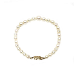 Modern Japanese Saltwater Akoya Cultured Graduated Pearl Bracelet- 14K Yellow Gold