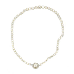 Blossom Mid-Century Cultured Akoya Pearl Choker Strand - 14K White Gold 14.50 Inch