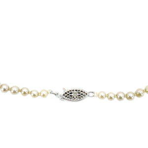Mid-Century Modern Akoya Japanese Saltwater Cultured Pearl Graduated Necklace - 14K White Gold 19.50 Inch