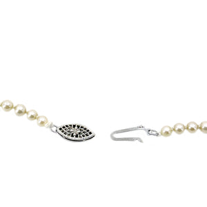 Mid-Century Modern Akoya Japanese Saltwater Cultured Pearl Graduated Necklace - 14K White Gold 19.50 Inch