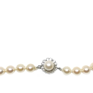 Blossom Mid-Century Cultured Akoya Pearl Strand - 14K White Gold 17.50 Inch - Vintage Valuable Pearls